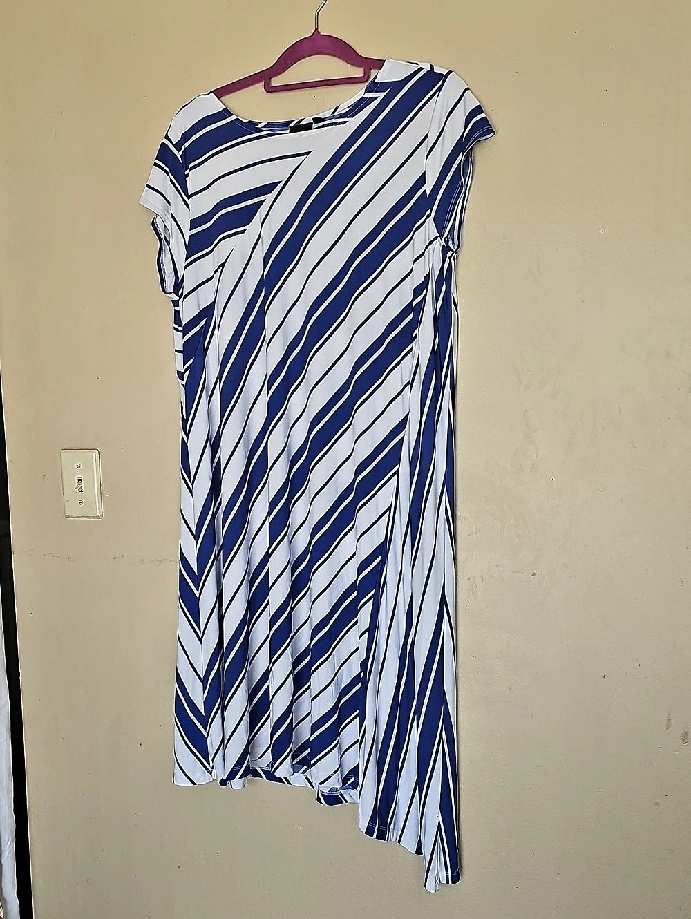 Rafaella Abstract Stripe Midi Dress Blue & White Size XL